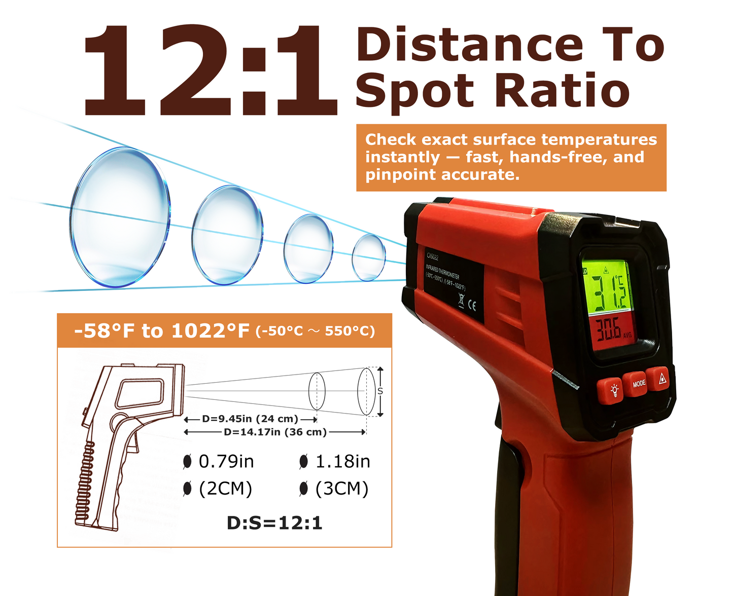 LCD Infrared Thermometer + Digital Probe Bundle